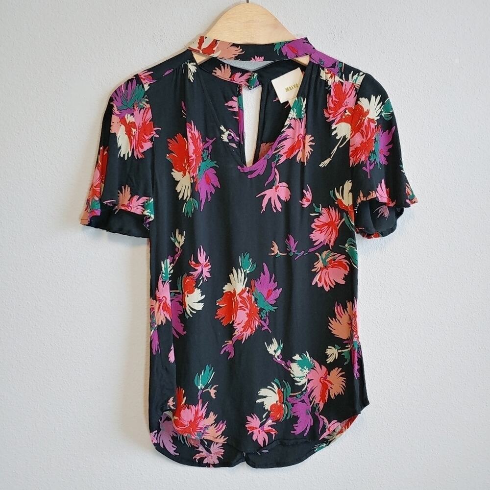 Maeve Anthropologie Floral Short Sleeve Blouse Sz XS